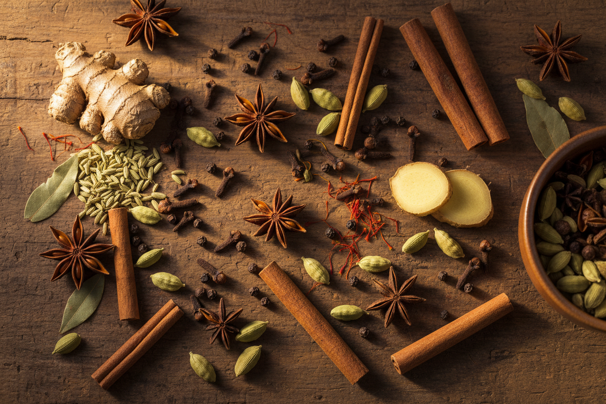 Chai spices background
